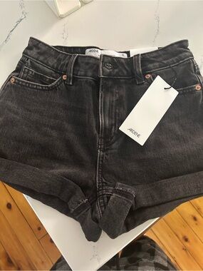 Ardene Women's Washed Black High-Rise Denim Shorts